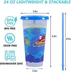 Giáng sinh chủ đề 24oz thăng hoa tùy chỉnh cốc nước cà phê in biểu tượng mô hình rơm cốc màu thay đổi Cốc - Product Image 2