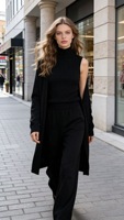 Ensemble deux pièces décontracté en polyester pour femme, style coréen, anti-plis, doux, pour le quotidien