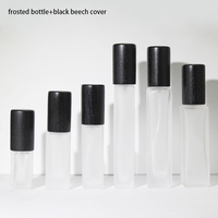 Flacon en verre carré de 3ml 5ml 8ml 10ml 15ml 20ml 30ml avec pulvérisateur de brume Flacon vaporisateur de parfum en verre vide avec bouchon en bois