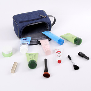 Trousse de toilette, trousse à maquillage, bleue, rectangulaire, portable, sac de rangement cosmétique de voyage - Product Image 3