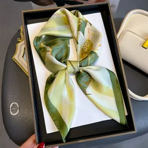 2024 Floral Silk <strong>Scarf</strong> Women's Spring and Autumn <strong>Korean</strong> Style 70*70 Satin square <strong>Scarves</strong> - Product Image 5