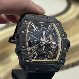 RM 12-01 style Integrated chassis tonneau skeleton mechanical <b>watch</b> luxury Black carbon style skeleton <b>watch</b> - Product Image 2