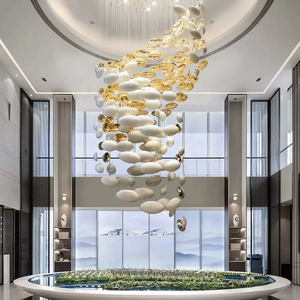 تصميم قابل للتخصيص مصباح سقف ديكور زفاف ذهبي مخصص زجاج فندق مشروع ثريا ضوء - Product Image 6