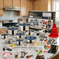 Ensemble de casseroles et ustensiles de cuisine en acier inoxydable de haute qualité, 252 pièces, avec couvercles en verre, vente chaude