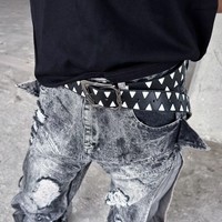 Ceinture en cuir décorative pour homme, style punk européen et américain, avec broderie motif dents de requin, boucle en alliage 3,5 cm, haute qualité