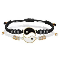 Taiji Ensemble de Bijoux 4 PCS Réglable Bracelet Chaîne Bracelet Tai Chi Yin Yang Alliage Pendentif Couples Bracelets
