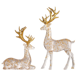 Juego de 2 Figuras de Ciervos Dorados Transparentes, Decoración Contemporánea para el Hogar, Adorno para Sala de Estar - Product Image 5