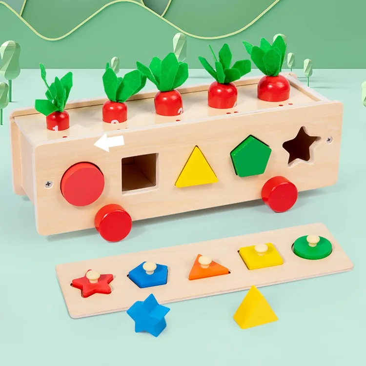 モンテッソーリ仕分けおもちゃ木製色形状認識分類ボックス多機能形状ペアリングカー
