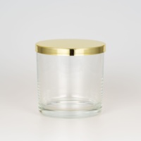 Couvercle de pot à bougie en métal plaqué or brillant de luxe personnalisé avec anneau d'étanchéité en silicone