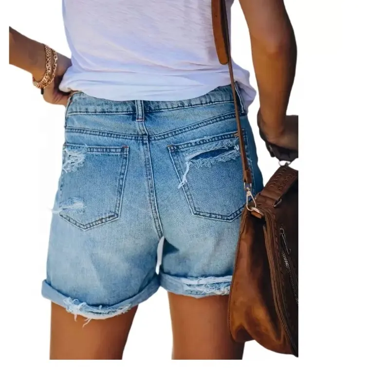 New Hot Sale Denim Shorts Fashion Jeans Short for Women Ripped Jeans Short Support OEM