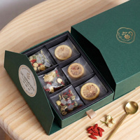 Caja de Papel para Té con Cajón, Color Verde Oscuro, Personalizada con Estampado en Dorado, para Empaque de Regalo de Té de Hierbas y Frutas