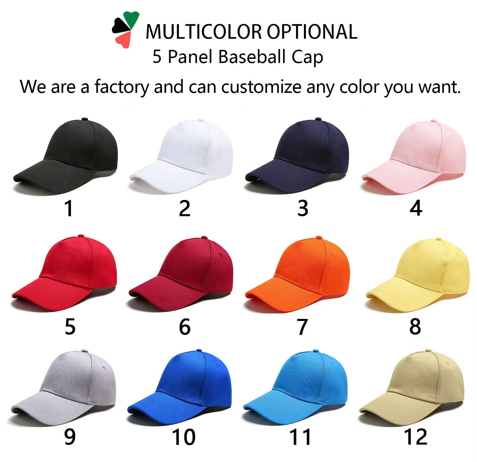 Gorra de béisbol de 5 paneles colorida