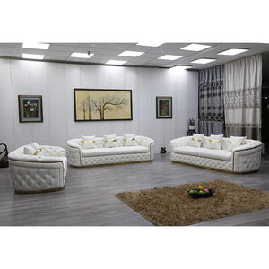 ชุดโซฟาเชสเตอร์ฟิลด์สีขาวสไตล์ยุโรปหรูหรา ขาสีโรสโกลด์ ผ้ากำมะหยี่ ตกแต่งกระดุม ผลิตจากโรงงานโดยตรง เหมาะสำหรับห้องโถงในวิลล่า - Product Image 4