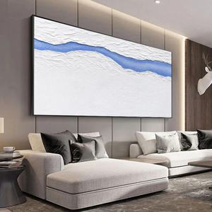 Grande toile d'art murale, décoration intérieure, peinture minimaliste blanche de luxe, peinture artisanale, décoration murale pour la maison - Product Image 2