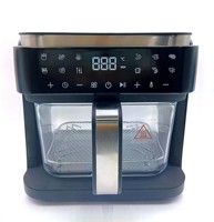 Friteuse à air 5,5 L avec écran tactile, cuisson saine sans huile, panier en verre transparent, minuterie, contrôle de la température, facile à nettoyer