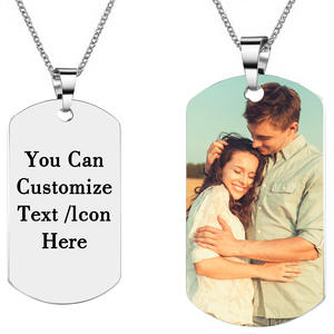 Collar de Pareja de Acero Inoxidable 304 Negro Cuadrado con Corazón, Ajustable, Personalizable con Letra, Foto o Identidad, para Regalo - Product Image 4