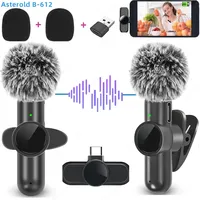 24G Kabelloses Omnidirektionales Lavaliermikrofon Geräuschunterdrückendes Audio-Video-Aufnahmegerät für iPhone/iPad/Android/Samsung Live