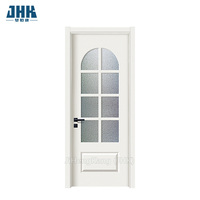 Pintu Kaca Modern Kayu Interior JHK-G27 dengan Kaca Tempered, Primer Putih Halus, Desain Mewah