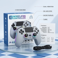 Manette de jeu sans fil PS5/PS4/PC avec bandes RGB, vibration, effet Hall, boucles programmables, bouton Turbo 6 axes