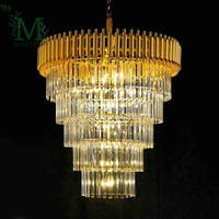 Grand lustre suspendu en cristal élégant et moderne, lampe de plafond multi-niveaux, or et argent, décoration pour mariage, hôtel, banquet