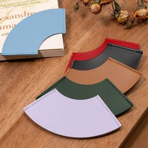Wholesale PU Leather Custom Colorful Fan Shaped Leather <b>Bookmark</b> Minimalist Curved Page Holder for Reading Accessories - Product Image 3