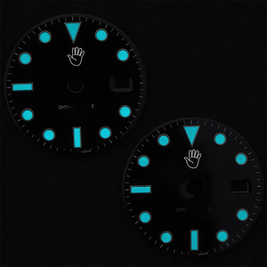 Pièces de montre 28 mm, <span class=keywords><strong>cadran</strong></span> <span class=keywords><strong>noir</strong></span> pour mouvement DD3285, 126710, bleu luminescent, GMT 40 mm, montre de rechange - Product Image 3