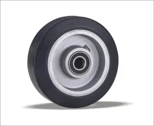 Caoutchouc élastique sur roue en fonte d'aluminium 5 / 6 / 8 / 10 pouces roue pivotante industrielle en caoutchouc à double roulement à billes