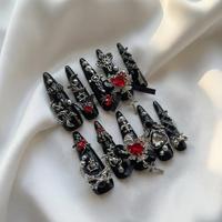 Faux Ongles à Presser en Acrylique Extra Longs Stiletto avec Breloques 3D pour Gala, Faits Main, Personnalisés, Ongles Artificiels de Luxe, Vente en Gros, Offre Spéciale