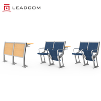 Ensemble pupitre et chaise de conférence LEADCOM LS-423 avec accoudoirs, coussin en tissu, siège relevable et table d'écriture partagée en option pour l'université