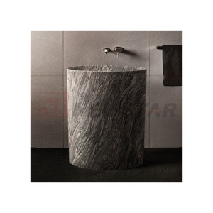 Newstar moderne maison hôtel évier de salle de bain pierre naturelle évier en marbre lavabo de salle de bain sur pied - Product Image 1