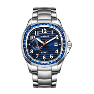 Montre automatique pour homme avec lunette en diamant, boîtier de luxe, cadran bleu, bracelet en acier inoxydable 316L, affichage de la date, étanche 5BAR, cadeau pour petit ami - Product Image 5