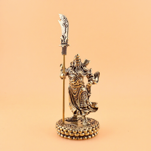 1 Pezzo Statuetta in Ottone Guan Gong per Decorazione Domestica, Ornamento da Tavolo in Rame con Lavorazione Artigianale, Simbolo di Ricchezza - Product Image 1