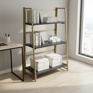 <span class=keywords><strong>Étagère</strong></span>s à 3 niveaux en placage de frêne pliables avec cadre en métal classique pour tout, du livre au verrerie, <span class=keywords><strong>étagère</strong></span>s de rangement - Product Image 3