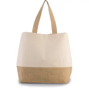 Borsa shopper in cotone e iuta, merchandising sostenibile - Product Image 1