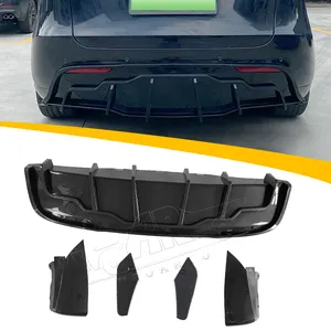 Parachoques trasero de fibra de carbono ABS para coche, cubierta inferior, difusor de labios Y delantales para Tesla Model Y ModelY 2019 2020 2021 2022