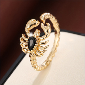 Anillos Ajustables CAOSHI con Diseño de Escorpión Elegante, con Circonita Blanca/Morada/Negra en Forma de Pera, Anillos de Moda para Mujer, Regalo para Fiestas, Anillos Abiertos con Circonita Cúbica - Product Image 3