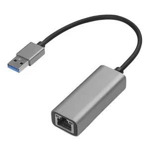 Kartu jaringan USB 3.0 aluminium ke kabel, jaringan RJ45 Gigabit Ethernet Lan 10/100/1000 Mbps kabel adaptor