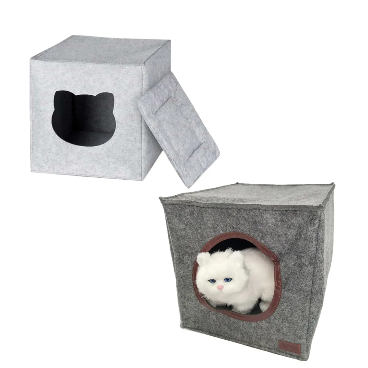 제조 맞춤형 접이식 빨 두꺼운 펠트 고양이 동굴 강화 탑 고양이 큐브 고양이 동굴 집