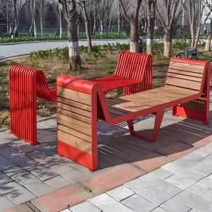 Mobilier de loisirs extérieur créatif en bois massif et fer forgé, idéal pour parcs, cours, centres commerciaux, quartiers résidentiels et places publiques - Product Image 5