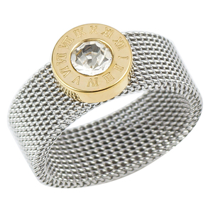 Orologio Impermeabile in Acciaio Inossidabile Placcato Oro 18K con Numeri Romani e Cristalli, Cinturino a Maglia per Uomo e Donna - Product Image 1