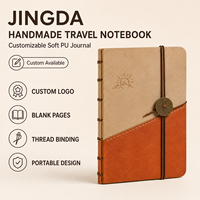 Carnet de voyage personnalisable haut de gamme fait main A5, couverture souple en PU, reliure filée, 100 feuilles pour journal de voyage et croquis