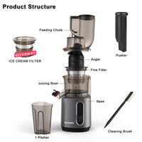 BioloMix Koudpers Sapcentrifuge met 75mm invoeropening, 200W 40-65RPM krachtige motor, slowjuicer geschikt voor hele vruchten