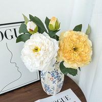 Bouquet de pivoines artificielles haut de gamme à bords brûlés pour décoration de table à manger, décoration de mariage et arrangement floral