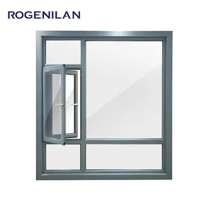 hinged aluminium alloy single frame french casement window design with mesh security