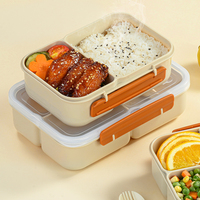 Vente en gros 100% Boîte à bento en plastique transparent étanche pour enfants 3 compartiments Boîte à lunch pour enfants sans BPA pour l'école
