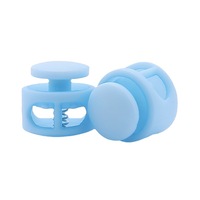Boucle ronde antidérapante en plastique coloré à double trou avec clip à ressort, réglage élastique pour lacets de sacs, chaussures et cordons d'extérieur