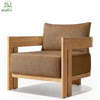 Fauteuil de Jardin de Luxe en Teck Massif pour Extérieur, Chaise Longue d'Appoint pour Balcon, Fauteuil Inidividuel en Teck pour Salon de Jardin
