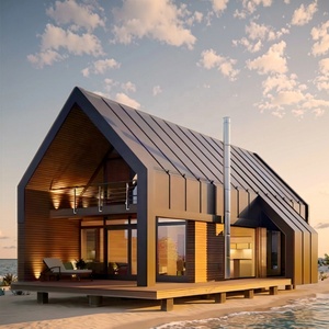Villa préfabriquée en bois de luxe moderne avec structure en acier à faible coût et maison en triangle - Product Image 1