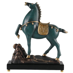 Adorno de caballo galopante estilo chino, beige con detalles dorados, decoración antigua hecha a mano para sala de estar, gabinete, escritorio - Product Image 5