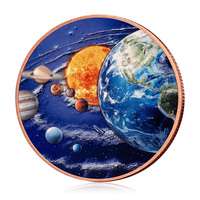 Pièce de monnaie en cuivre pur de 1 oz en gros, impression UV, planètes spatiales, Terre, médaille souvenir, pièce personnalisée